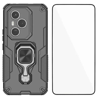 Honor 400 Pro (160.8mm) PU Leather Wallet Phone Case with Metal Kickstand, Card Holder, Cash Pocket, Wrist Strap, Shockproof TPU Protective Cover & Screen Protector