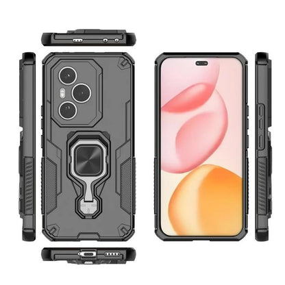 Honor 400 Pro (160.8mm) PU Leather Wallet Phone Case with Metal Kickstand, Card Holder, Cash Pocket, Wrist Strap, Shockproof TPU Protective Cover & Screen Protector