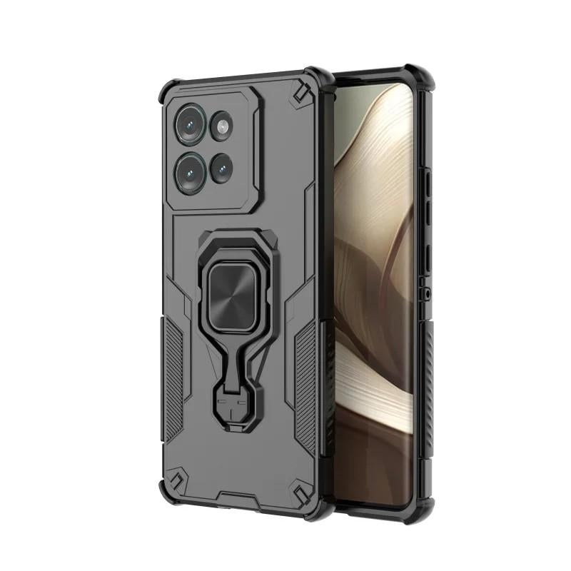 Motorola Edge 50 5G PU Leather Wallet Phone Case with Metal Kickstand, Card Holder, Cash Pocket, Wrist Strap, Shockproof TPU Protective Cover & Screen Protector