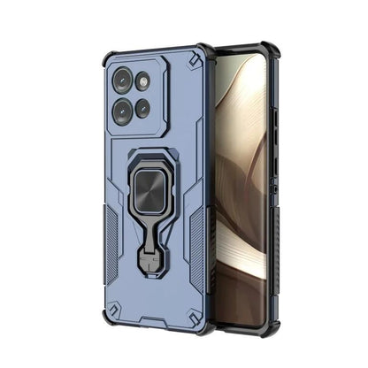 Motorola Edge 50 5G PU Leather Wallet Phone Case with Metal Kickstand, Card Holder, Cash Pocket, Wrist Strap, Shockproof TPU Protective Cover & Screen Protector