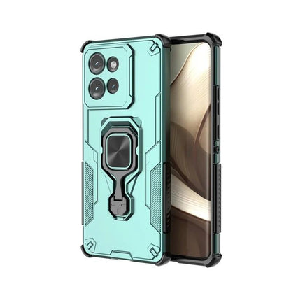 Motorola Edge 50 5G PU Leather Wallet Phone Case with Metal Kickstand, Card Holder, Cash Pocket, Wrist Strap, Shockproof TPU Protective Cover & Screen Protector