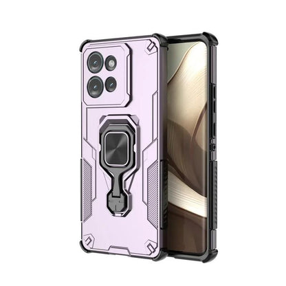 Motorola Edge 50 5G PU Leather Wallet Phone Case with Metal Kickstand, Card Holder, Cash Pocket, Wrist Strap, Shockproof TPU Protective Cover & Screen Protector