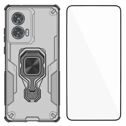 Motorola Edge 50 Fusion 5G PU Leather Wallet Phone Case with Metal Kickstand, Card Holder, Cash Pocket, Wrist Strap, Shockproof TPU Protective Cover & Screen Protector