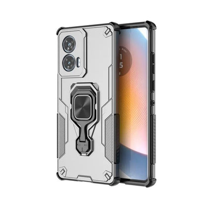 Motorola Edge 50 Fusion 5G PU Leather Wallet Phone Case with Metal Kickstand, Card Holder, Cash Pocket, Wrist Strap, Shockproof TPU Protective Cover & Screen Protector