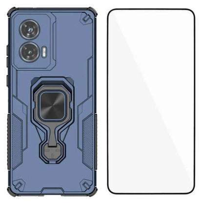 Motorola Edge 50 Fusion 5G PU Leather Wallet Phone Case with Metal Kickstand, Card Holder, Cash Pocket, Wrist Strap, Shockproof TPU Protective Cover & Screen Protector
