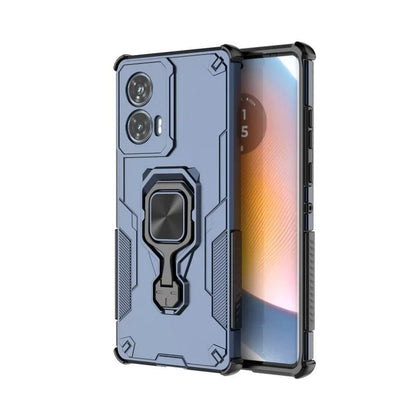 Motorola Edge 50 Fusion 5G PU Leather Wallet Phone Case with Metal Kickstand, Card Holder, Cash Pocket, Wrist Strap, Shockproof TPU Protective Cover & Screen Protector