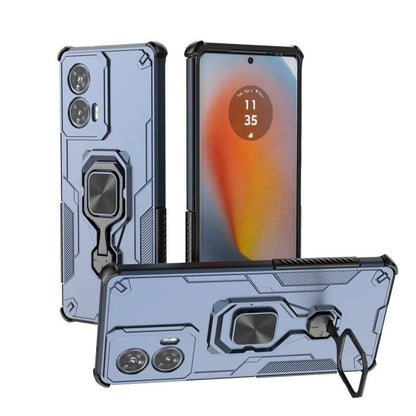 Motorola Edge 50 Fusion 5G PU Leather Wallet Phone Case with Metal Kickstand, Card Holder, Cash Pocket, Wrist Strap, Shockproof TPU Protective Cover & Screen Protector
