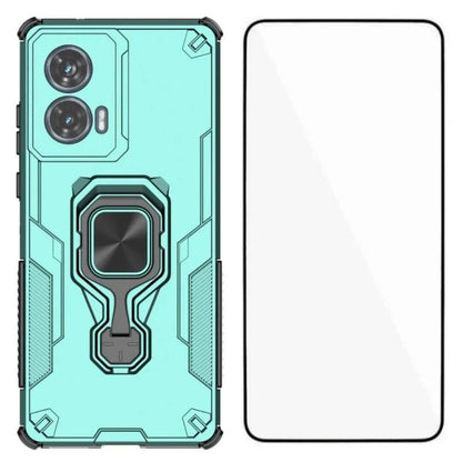 Motorola Edge 50 Fusion 5G PU Leather Wallet Phone Case with Metal Kickstand, Card Holder, Cash Pocket, Wrist Strap, Shockproof TPU Protective Cover & Screen Protector