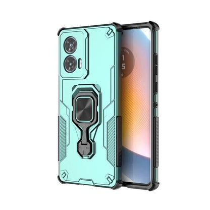 Motorola Edge 50 Fusion 5G PU Leather Wallet Phone Case with Metal Kickstand, Card Holder, Cash Pocket, Wrist Strap, Shockproof TPU Protective Cover & Screen Protector