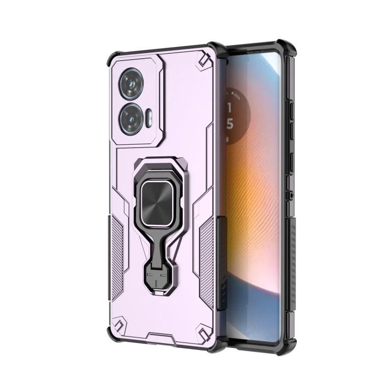 Motorola Edge 50 Fusion 5G PU Leather Wallet Phone Case with Metal Kickstand, Card Holder, Cash Pocket, Wrist Strap, Shockproof TPU Protective Cover & Screen Protector