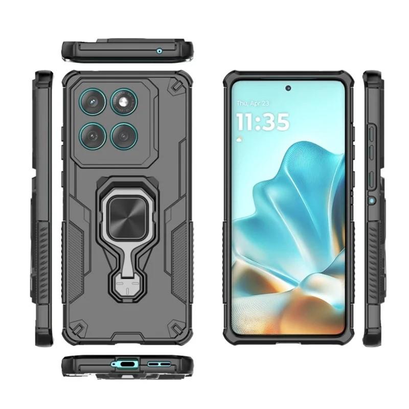 Motorola Edge 60 PU Leather Wallet Phone Case with Metal Kickstand, Card Holder, Cash Pocket, Wrist Strap, Shockproof TPU Protective Cover & Screen Protector
