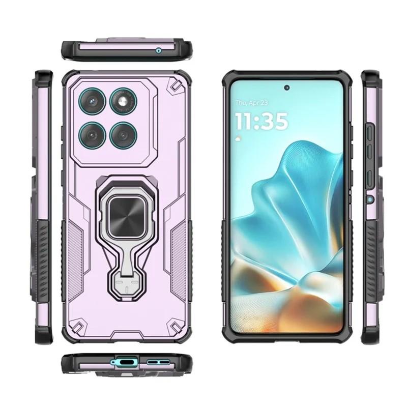 Motorola Edge 60 Fusion PU Leather Wallet Phone Case with Metal Kickstand, Card Holder, Cash Pocket, Wrist Strap, Shockproof TPU Protective Cover & Screen Protector