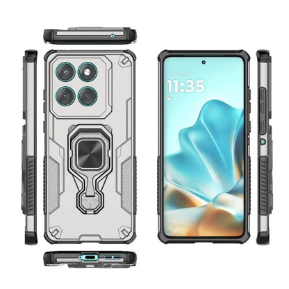 Motorola Edge 60 Pro 5G PU Leather Wallet Phone Case with Metal Kickstand, Card Holder, Cash Pocket, Wrist Strap, Shockproof TPU Protective Cover & Screen Protector