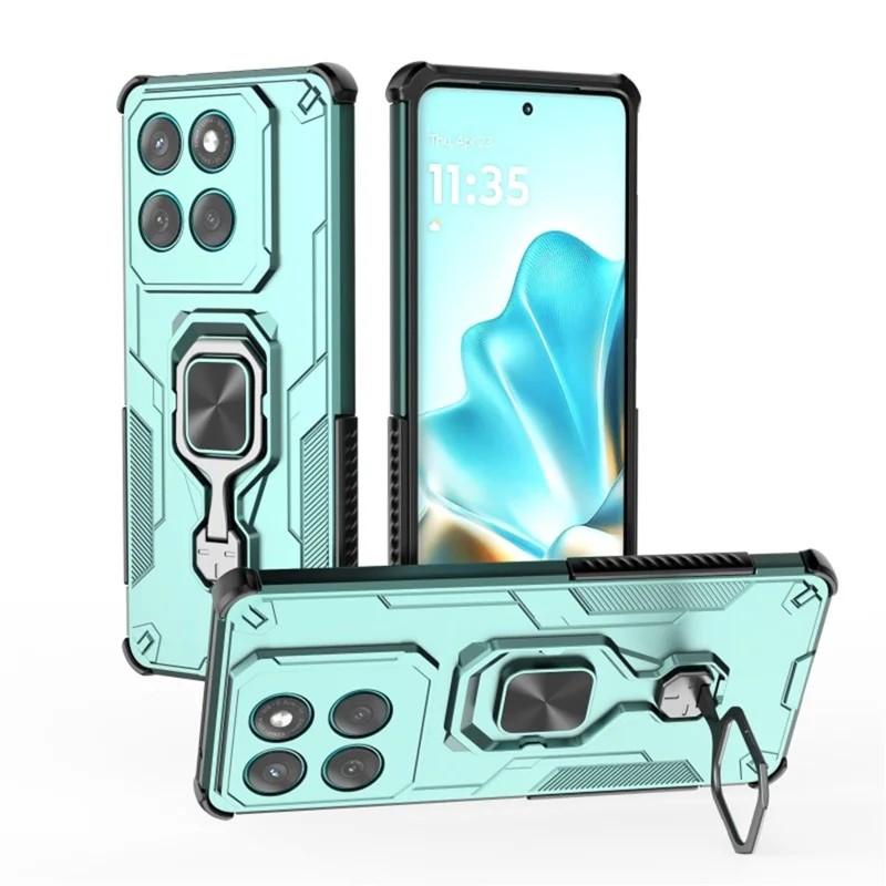 Motorola Edge 60 Pro 5G PU Leather Wallet Phone Case with Metal Kickstand, Card Holder, Cash Pocket, Wrist Strap, Shockproof TPU Protective Cover & Screen Protector