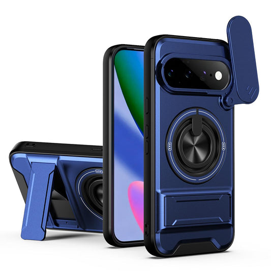 Google Pixel 11 Pro Multifunctional Magnetic Shockproof Phone Case with Sliding Lens Window Stand Cover