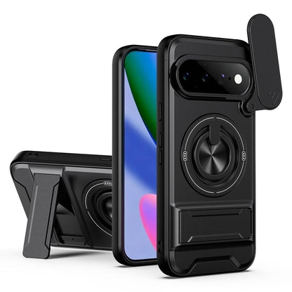 Google Pixel 11 Pro Multifunctional Magnetic Shockproof Phone Case with Sliding Lens Window Stand Cover