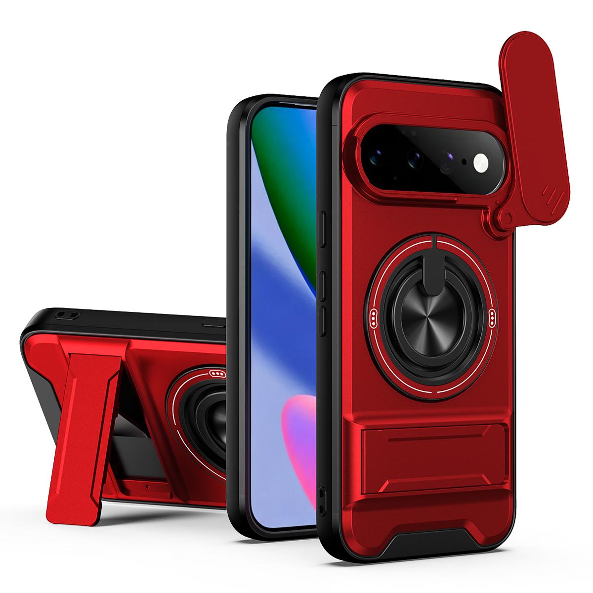 Google Pixel 11 Multifunctional Magnetic Shockproof Phone Case with Sliding Lens Window Stand Cover