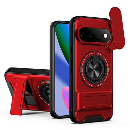 Google Pixel 11 Multifunctional Magnetic Shockproof Phone Case with Sliding Lens Window Stand Cover