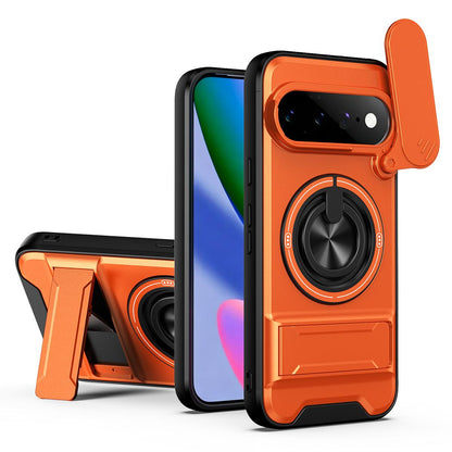 Google Pixel 11 Pro Multifunctional Magnetic Shockproof Phone Case with Sliding Lens Window Stand Cover