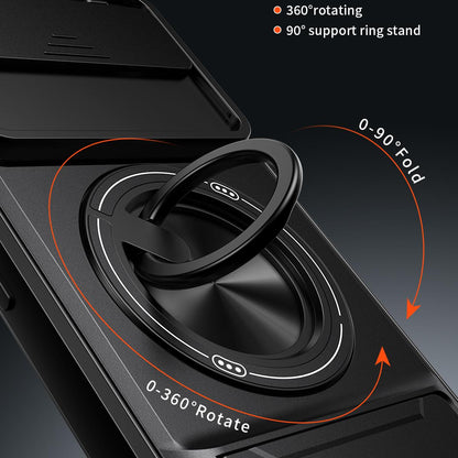 Google Pixel 6 Multifunctional Magnetic Shockproof Phone Case with Sliding Lens Window Stand Cover