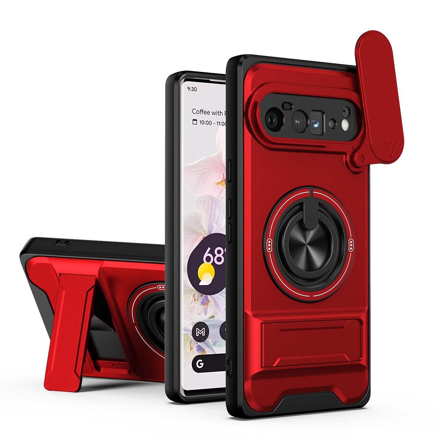 Google Pixel 6 Pro Multifunctional Magnetic Shockproof Phone Case with Sliding Lens Window Stand Cover