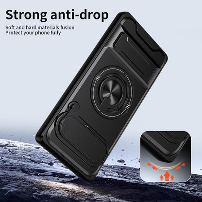 Google Pixel 6 Pro Multifunctional Magnetic Shockproof Phone Case with Sliding Lens Window Stand Cover