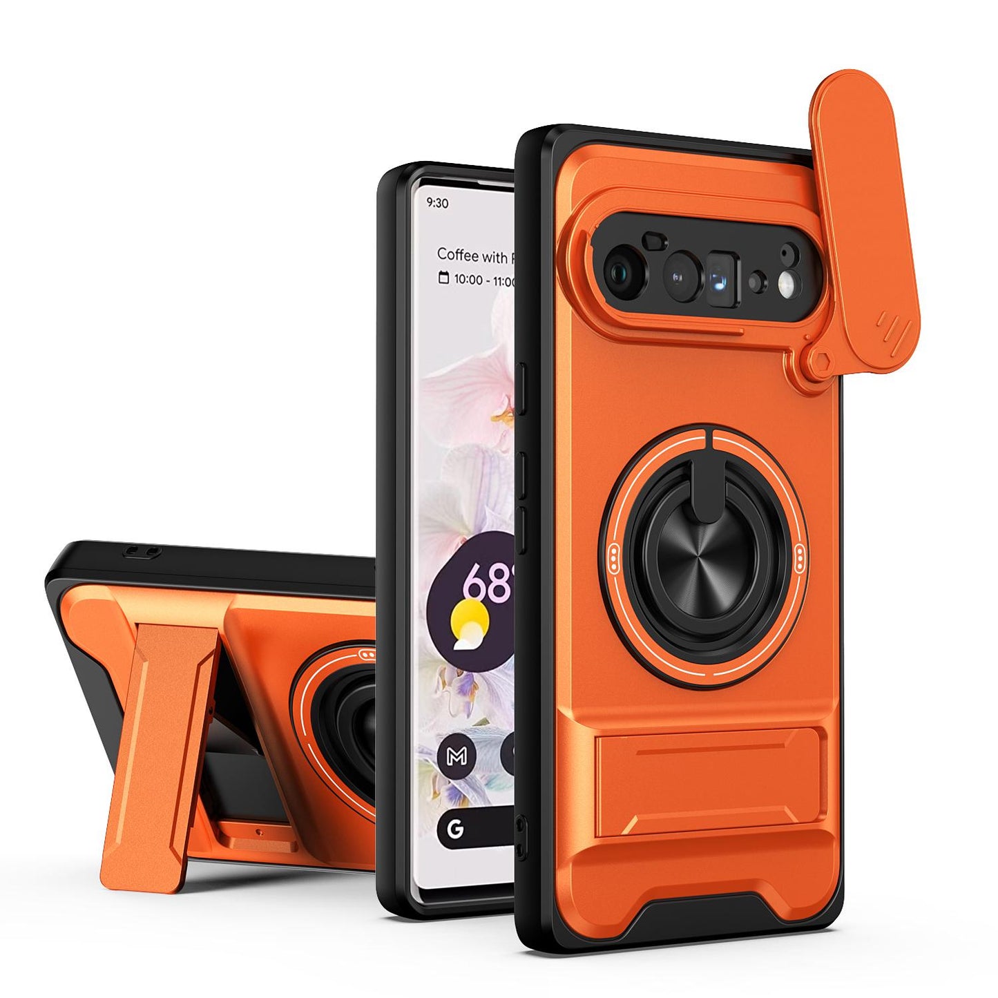 Google Pixel 6 Pro Multifunctional Magnetic Shockproof Phone Case with Sliding Lens Window Stand Cover