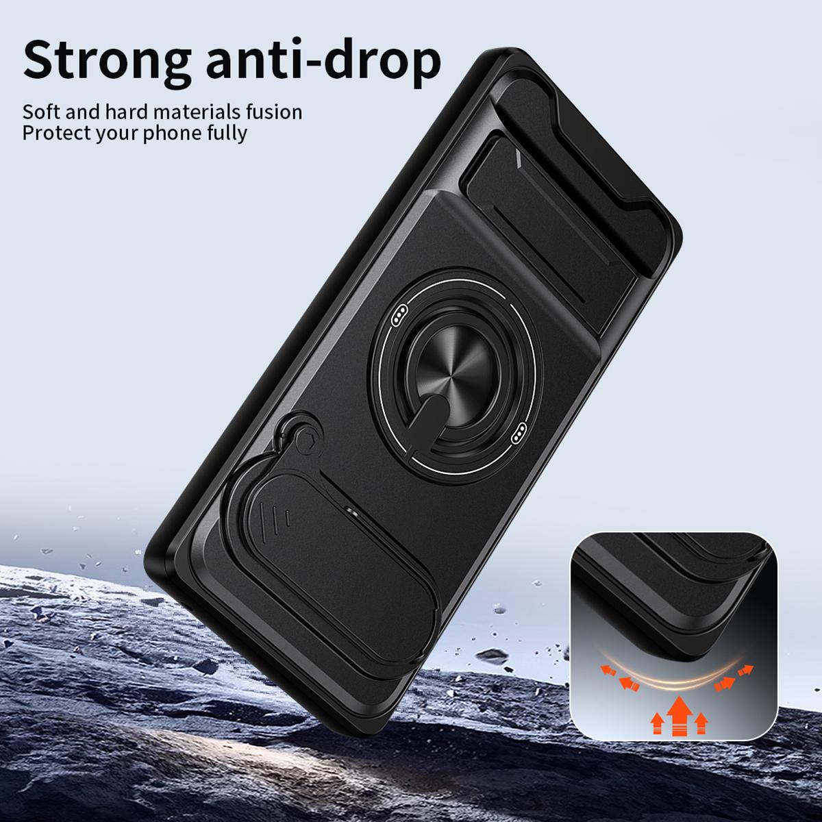 Google Pixel 6 Pro Multifunctional Magnetic Shockproof Phone Case with Sliding Lens Window Stand Cover