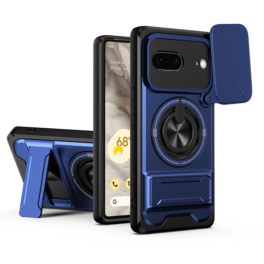 Google Pixel 7 5G Multifunctional Magnetic Shockproof Phone Case with Sliding Lens Window Stand Cover