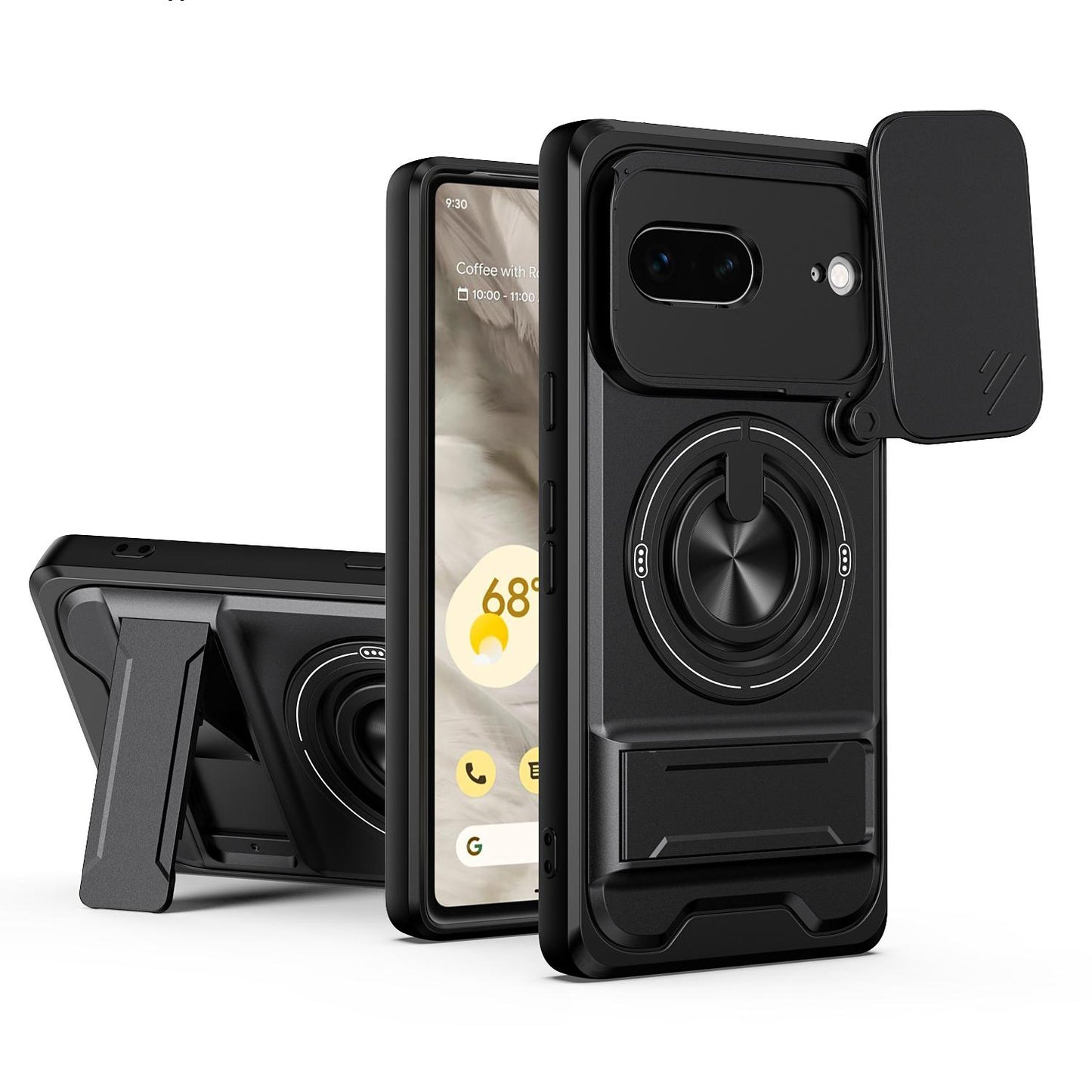 Google Pixel 7 5G Multifunctional Magnetic Shockproof Phone Case with Sliding Lens Window Stand Cover