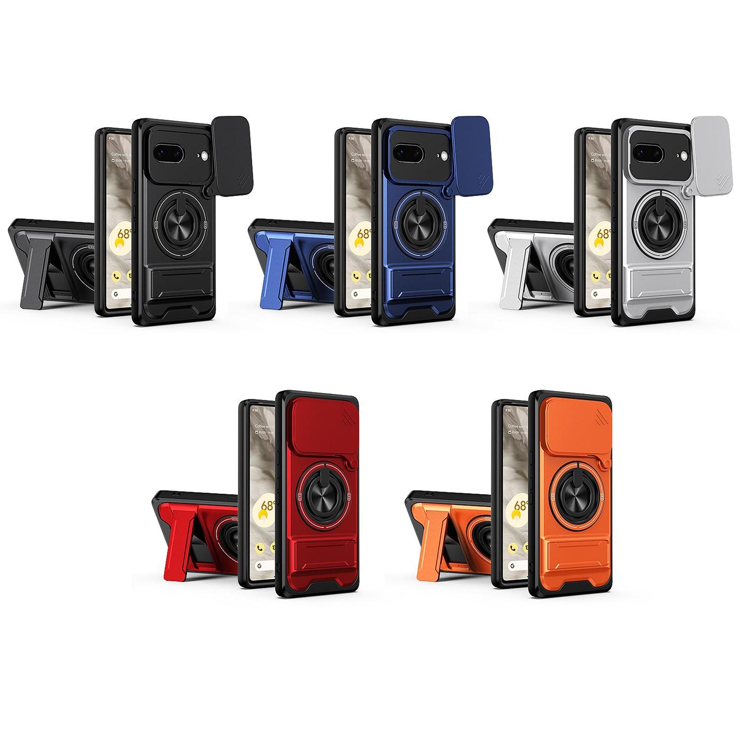 Google Pixel 7 5G Multifunctional Magnetic Shockproof Phone Case with Sliding Lens Window Stand Cover