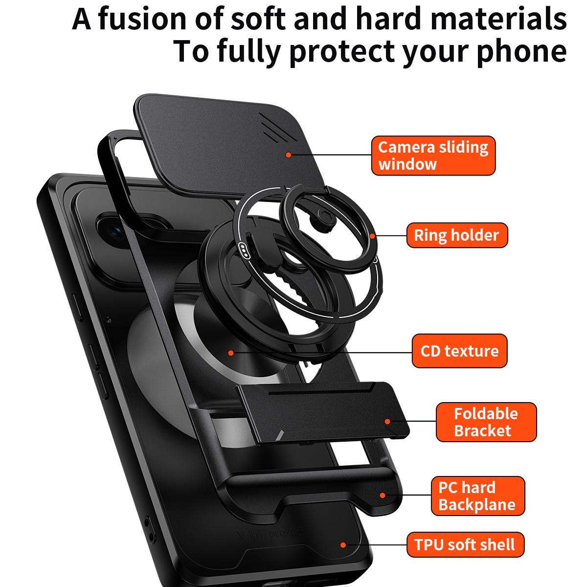 Google Pixel 7 5G Multifunctional Magnetic Shockproof Phone Case with Sliding Lens Window Stand Cover