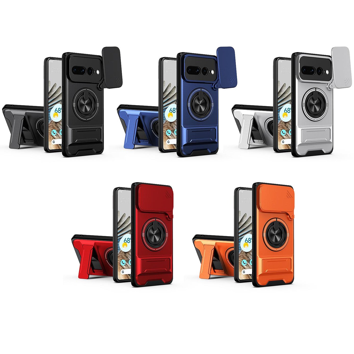 Google Pixel 7 Pro 5G Multifunctional Magnetic Shockproof Phone Case with Sliding Lens Window Stand Cover