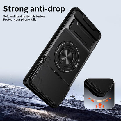 Google Pixel 7 Pro 5G Multifunctional Magnetic Shockproof Phone Case with Sliding Lens Window Stand Cover