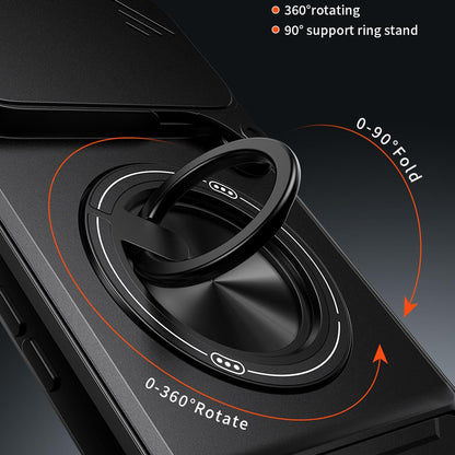 Google Pixel 7 Pro 5G Multifunctional Magnetic Shockproof Phone Case with Sliding Lens Window Stand Cover