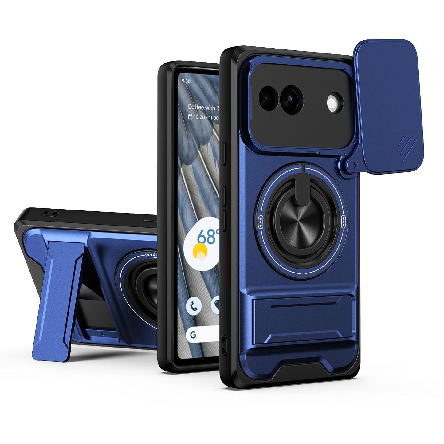 Google Pixel 7a Multifunctional Magnetic Shockproof Phone Case with Sliding Lens Window Stand Cover