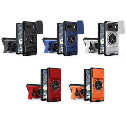 Google Pixel 7a Multifunctional Magnetic Shockproof Phone Case with Sliding Lens Window Stand Cover