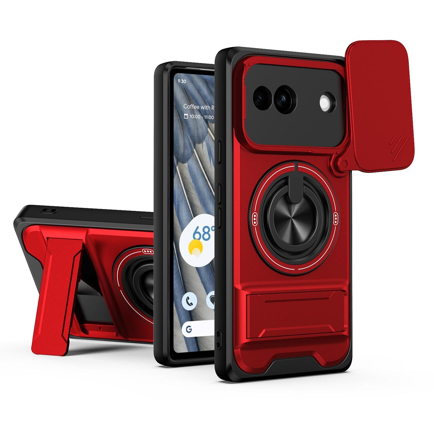 Google Pixel 7a Multifunctional Magnetic Shockproof Phone Case with Sliding Lens Window Stand Cover