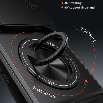 Google Pixel 8 Pro Multifunctional Magnetic Shockproof Phone Case with Sliding Lens Window Stand Cover