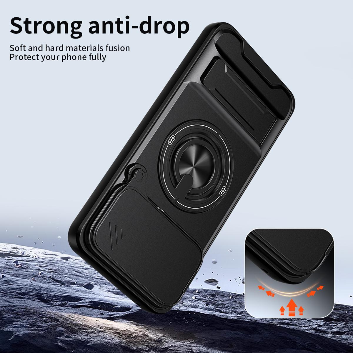 Google Pixel 8 Pro Multifunctional Magnetic Shockproof Phone Case with Sliding Lens Window Stand Cover