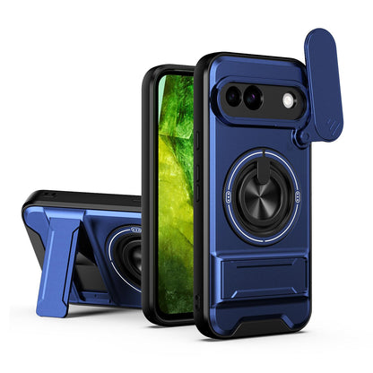 Google Pixel 8a Multifunctional Magnetic Shockproof Phone Case with Sliding Lens Window Stand Cover