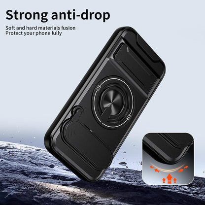 Google Pixel 8a Multifunctional Magnetic Shockproof Phone Case with Sliding Lens Window Stand Cover