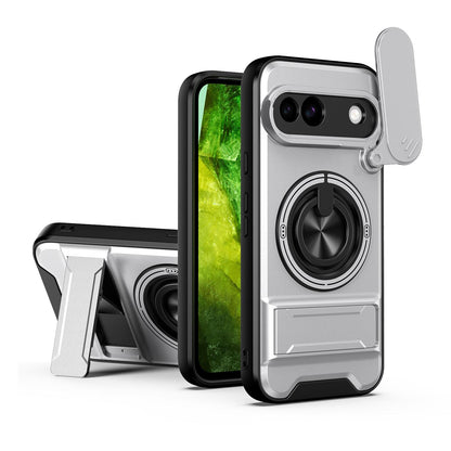 Google Pixel 8a Multifunctional Magnetic Shockproof Phone Case with Sliding Lens Window Stand Cover