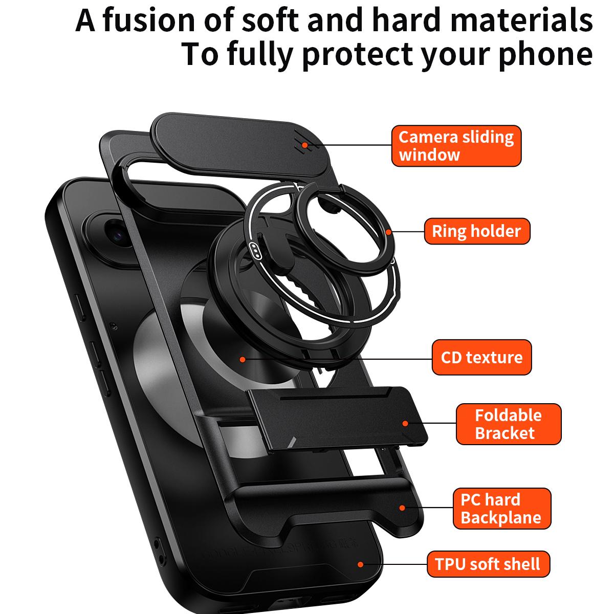 Google Pixel 8a Multifunctional Magnetic Shockproof Phone Case with Sliding Lens Window Stand Cover