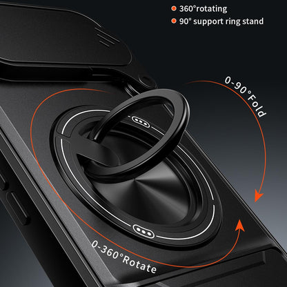 Google Pixel 9a Multifunctional Magnetic Shockproof Phone Case with Sliding Lens Window Stand Cover