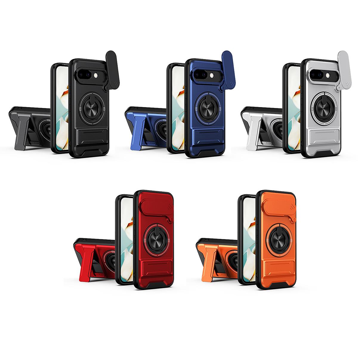 Google Pixel 9a Multifunctional Magnetic Shockproof Phone Case with Sliding Lens Window Stand Cover