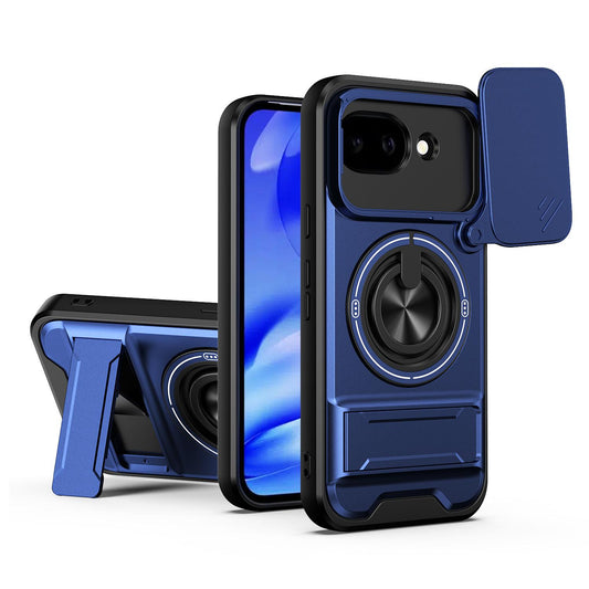 Google Pixel 10a Multifunctional Magnetic Shockproof Phone Case with Sliding Lens Window Stand Cover