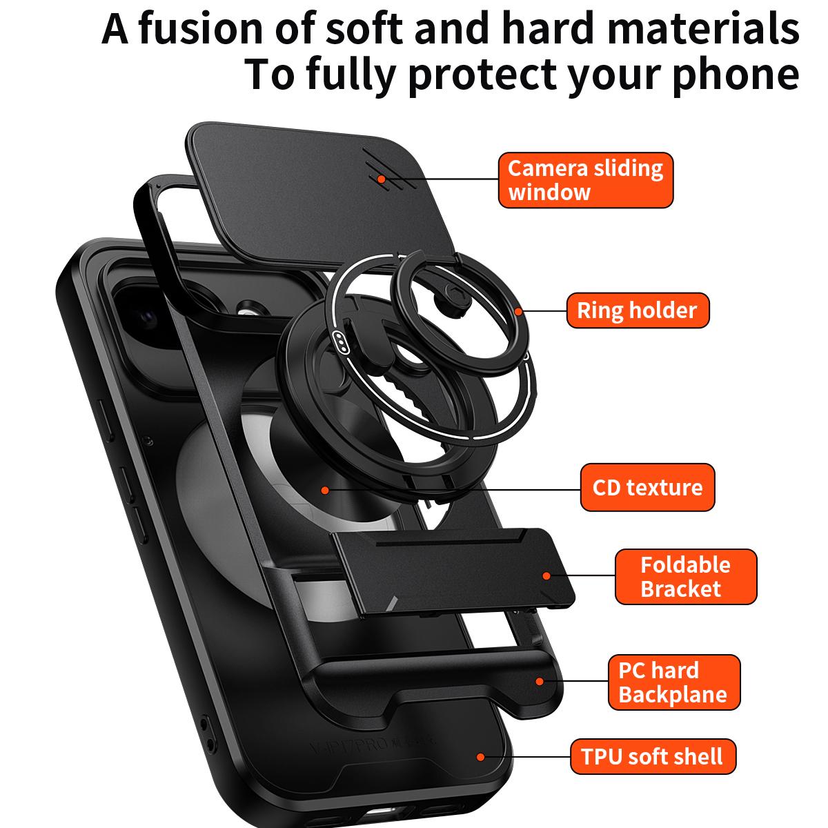 Google Pixel 10a Multifunctional Magnetic Shockproof Phone Case with Sliding Lens Window Stand Cover