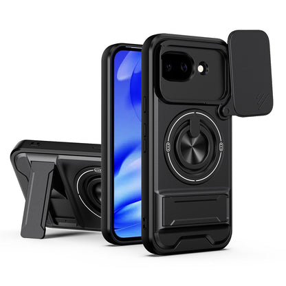 Google Pixel 10a Multifunctional Magnetic Shockproof Phone Case with Sliding Lens Window Stand Cover