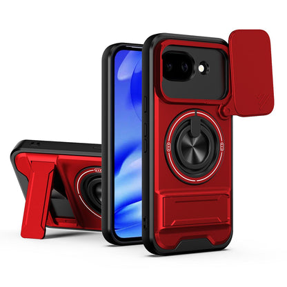 Google Pixel 10a Multifunctional Magnetic Shockproof Phone Case with Sliding Lens Window Stand Cover